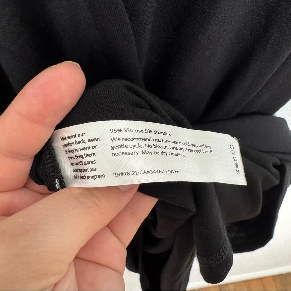 Eileen Fisher Black Stretchy Knit‎ 3/4 Sleeve Midi Dress Size Xxs